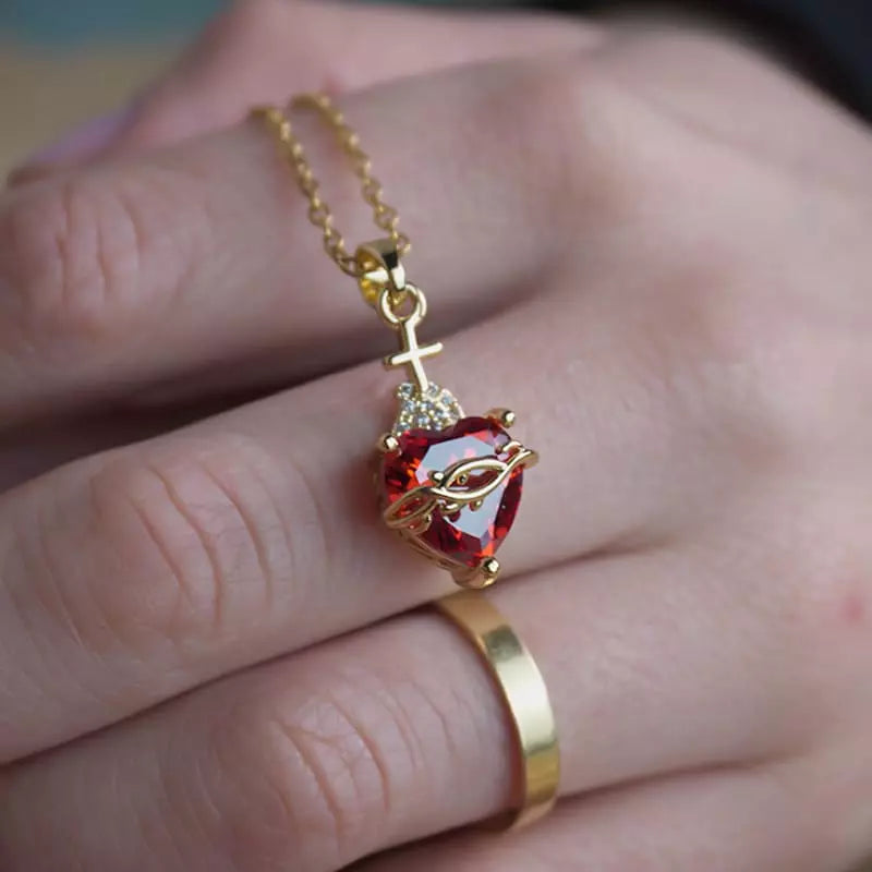 Colar Pingente Sagrado Coração de Jesus Zircônia Santo Altar